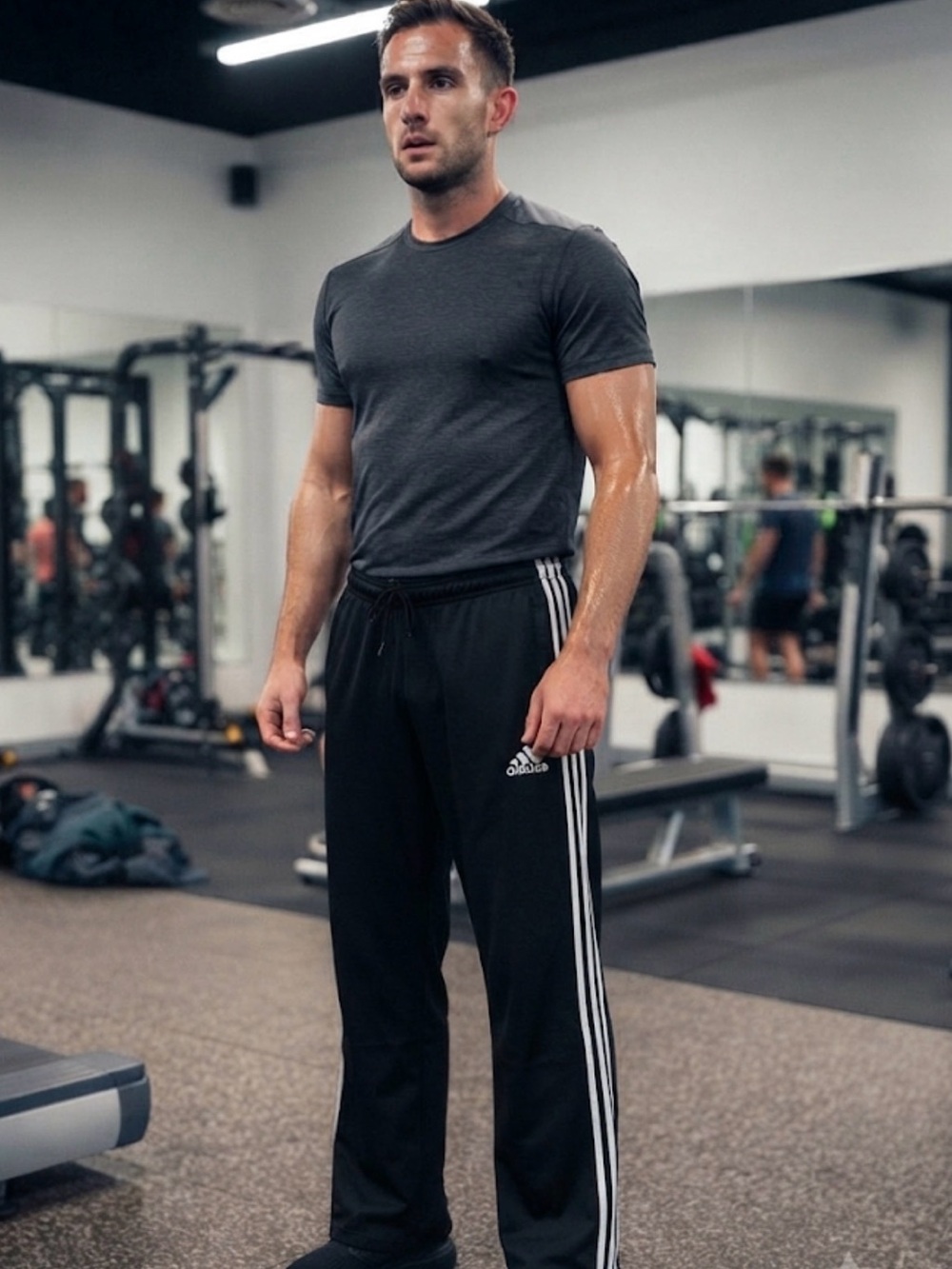 adidas Black Joggers with White Triple Stripes